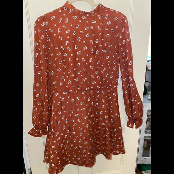 Abound Red Brick Print Flowers Mini Dress - Picture 2 of 3